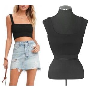 Lulu’s - Black Square Neck Crop Top – Small – NWT